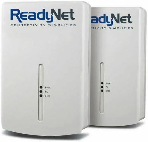 ReadyNet E200 E200K 200Mbps PLC Ethernet Over Power Network Adapter, Ideal for Smart TV and Gaming (2 Units)