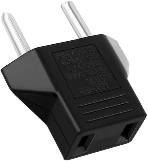 (10Pcs) American to European Outlet Plug Adapter,EU Plug to USA Socket Travel Power Plug,European Round pin Plug to USA/Japan Socket Travel Convert Plug,EU 2 pin to USA 2 Hole (Black)