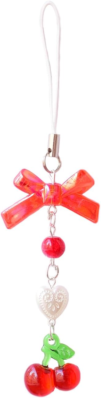 Cute Strawberry Cherry Phone Charm, Delicate Y2K Kpop Aesthetic Charm for Phone Bag Keychain Airpods Decor