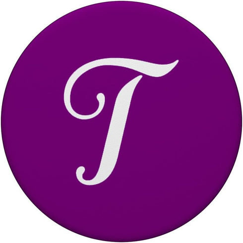 T Initial Monogram PopSockets Standard PopGrip | White on Purple Capital Letter