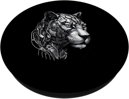 Mechanical Panther Monochromatic Steampunk Robot PopSockets Standard PopGrip