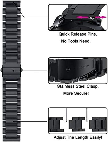 FitTurn Compatible with Rinsmola 2021 Smart Watch Band, Quick Release Classic Stainless Steel Metal Straps