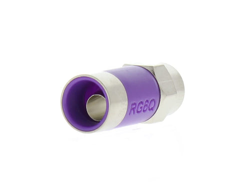 IDEAL Electrical 85-079 TLC RG-6 Quad F Tool-Less Compression Connector, Fastest Coax Compression Connectors for Cable and Satellite TV Installations, Purple, 4 Connectors