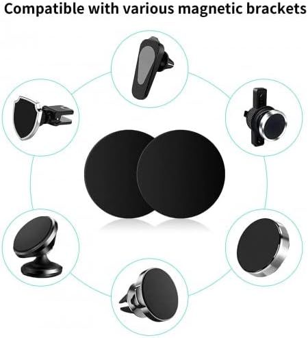 Generic 8PCS 40mm 3M Metal Plate with Adhesive, Round Black Universal Mount Metal Plates Replacement Kit, Adhesive Thin