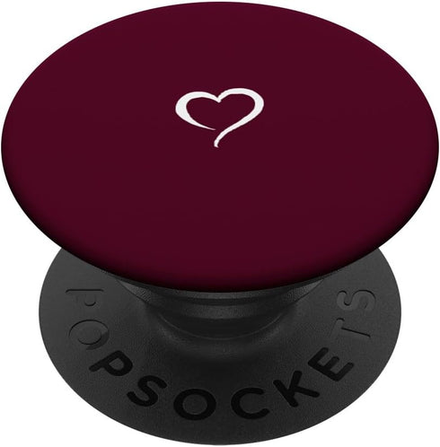 Burgundy Dark Wine Red Hand Drawn Heart Minimalist Love PopSockets Standard PopGrip