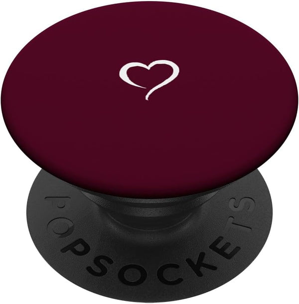 Burgundy Dark Wine Red Hand Drawn Heart Minimalist Love PopSockets Standard PopGrip