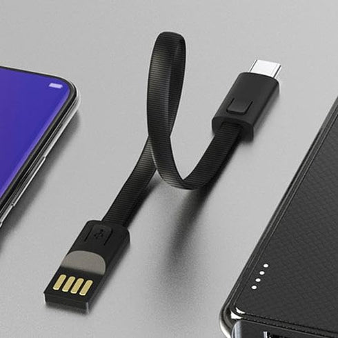 BoxWave USB Type-C Cable Compatible with NUU Mobile G3 - Keychain Charger, Jet Black 8 in USB Type-C to Type-A