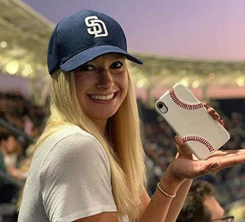 mcmadley Baseball Phone Case for iPhone 15 - Thin Protective Grip, Authentic Leather Cover with Raised Red Hand