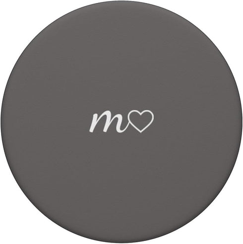 Minimalist Gray PopSockets Standard PopGrip with White Initial Letter M Heart