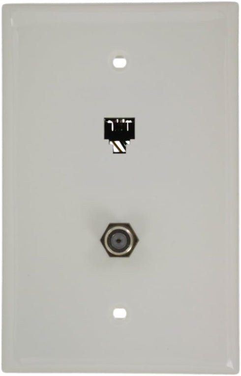 Leviton Midsize Telephone/Video Wall Jack, 6P4C X F, 40539-CMW, White