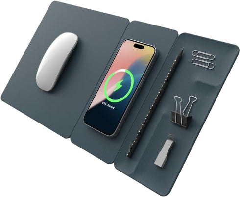 POUT H3 Split Max 3-in-1 Wireless Charging Mouse Pad Fast Qi Charger, Mousepad