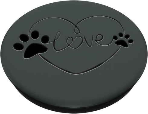Black Dog Paw Print Heart Love on Midnight Green, PopSockets Standard PopGrip