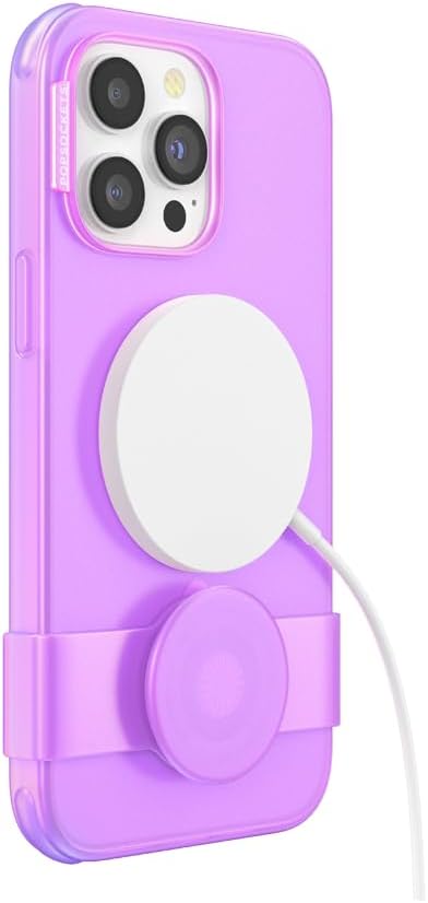 PopSockets iPhone 14 Pro Max Case - Pink Translucent, Phone Grip and Slide, Compatible with MagSafe, Wireless Charging