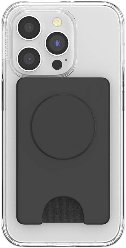 PopSockets Phone Wallet with Expanding Phone Grip, Card Holder, Solid PopWallet - Black
