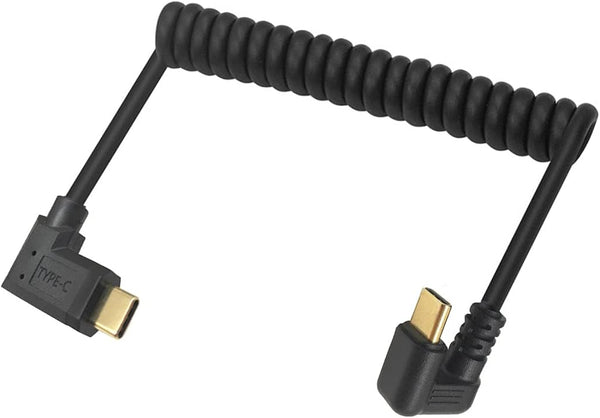 Qaoquda 180° USB C Coiled Cable, 3A 10Gbps Fast Charging, 4FT/1.2M U Shaped Type C Male to Male Spring Spiral Cable.