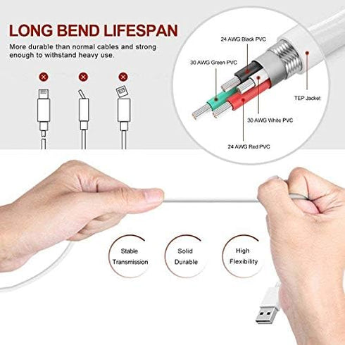 iPhone Charger Cable Lightning Cable Mfi Certified 5Pack(3ft/3ft/6ft/6ft/10ft) USB Fast Long iPhone Charging Cords Compatible iPhone XS/Max/XR/X/8/8P/7/7P/6/6S/iPad/iPod/IOS (White) by sharllen