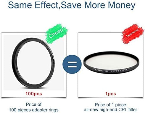 10 Pieces Metal Step-Up Adapter Rings Kit, Lens Filter Stepping Adapter Rings Set for DSLR Camera