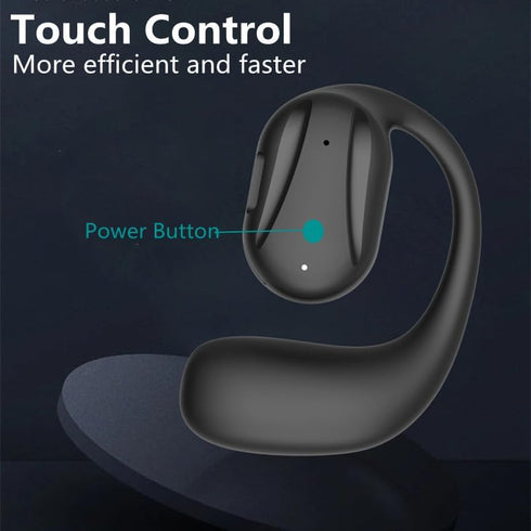 Single Open Ear Headphone, Wireless Bluetooth Earpiece for Powerful Sound, 16H Playtime Bluetooth 5.2 Wireless Earbud,Waterproof Headset with Earhook for Sports Business Driver for Left Ear(Black)