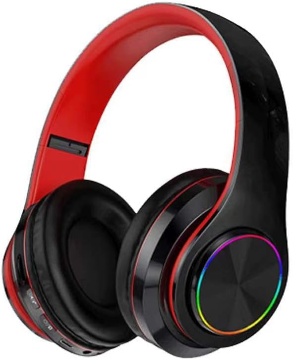 2022 Wireless Bluetooth Headphones, Colorful LED Lights Over Ear Foldable Headset with Built-in Microphone