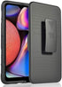 Case with Clip for Galaxy A10s, Nakedcellphone Black Rugged Cover with Finger Grip Stand, Built-in Mounting Plate, Belt