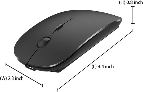 KLO Rechargeable Bluetooth Mouse for MacBook, Air, Pro, iPad, Wireless Mouse for Laptop, Notebook, PC (Black)