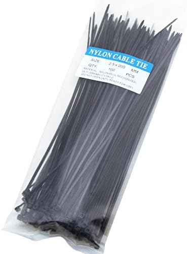NewNewStar 8" Heavy Duty Nylon Cable Ties - 100 PCS Zip Ties, 30 lb Test, Black
