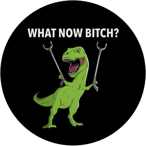 Funny T-Rex Dinosaur What Now Bitch Humor Saying PopSockets Standard PopGrip