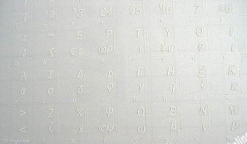 Greek Keyboard Stickers Transparent Background White Lettering for LAPTOPS PC Any Computer Desktop