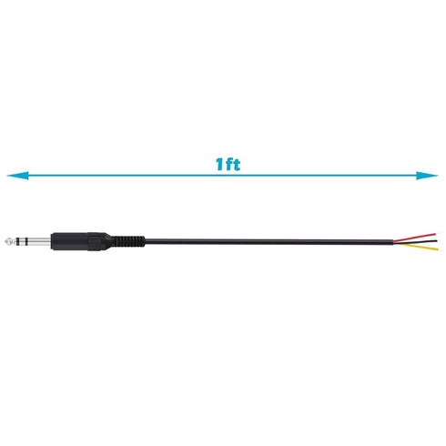 Fancasee 2 Pack Replacement 6.35mm Male Plug to Bare Wire Open End TRS 3 Pole Audio Cable for Repair