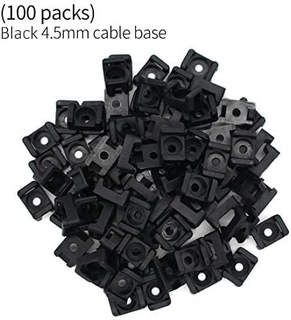 (100 Of Pack) Black 4.5mm Cable Tie Mount Base Saddle Type Mount Screw Wire Bundle Base Holder Width Cable Large Size 0.6 inch by OLIREXD