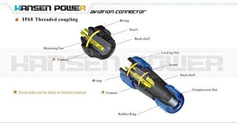 Uonecn 3 Pcs SP2110 2 Pin IP67 Waterproof LED Power Wire Connector Screw Press Aviation Connector