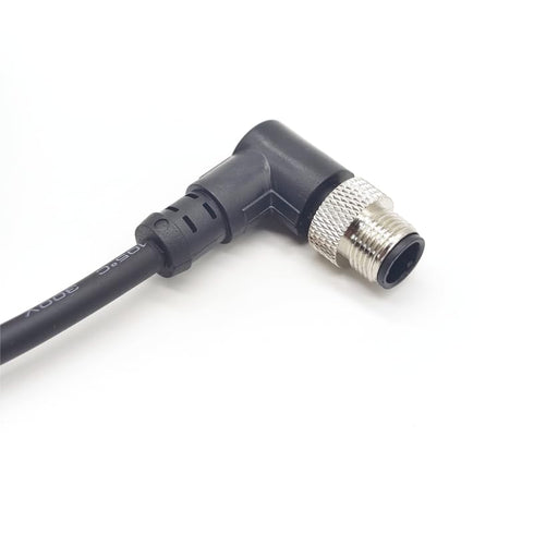 M12 5Pin Male Connector Cable, A Code Right Angle Molding Aviation Sensor Electrical PVC Cable 5Meter