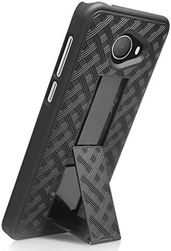 Nakedcellphone Case for Jitterbug Smart2, Black Tread Slim Ribbed Rubberized Hard Shell Cover with Kickstand