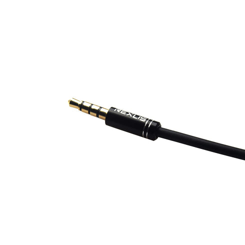 REXUS Black 3.5mm Y Splitter Stereo Audio Cable, 4-Pole Male to 2 Female for Headphone, Compatible with Mobile Phone