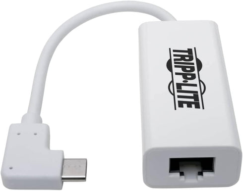 Tripp Lite Right Angle USB C to Ethernet Adapter, Thunderbolt 3 to Gigabit Ethernet Adapter, USB 3.1 Gen 1