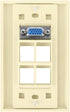 Keystone Wall Plate VGA + 4 Port, Ivory