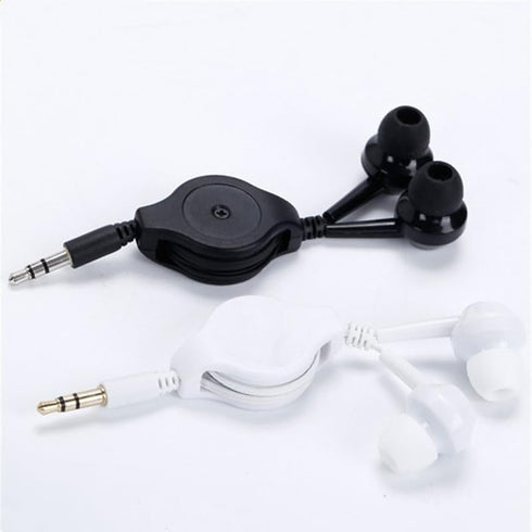 ThtRht 2 Pack 3.5mm MP3 Retractable Earbuds Wired Earphone Portable Plug Stereo in-Ear Headphone Wiring Ear Buds