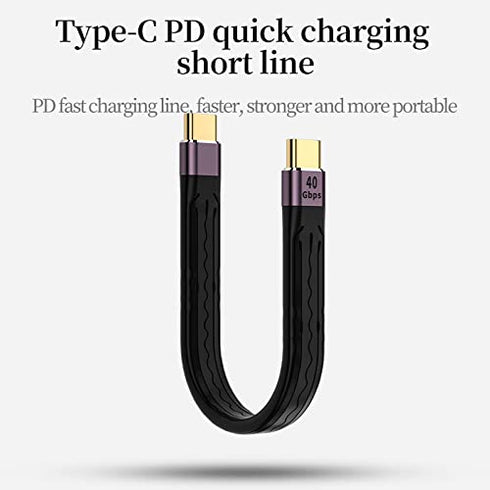 Short USB C Cable 0.4 Ft - USB C to C, Thunderbolt 4/3, USB4, PD 100W, 8K Video, 40Gbps for MacBook, EGPU, SSD,