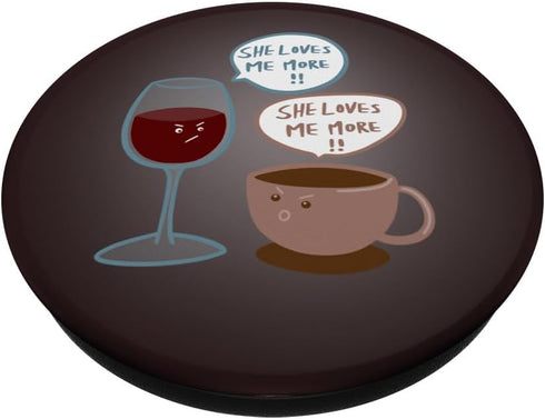 Wine VS Coffee - Funny Fight Grip Wine & Coffee Lover Gift PopSockets PopGrip: Swappable Grip for Phones & Tablets PopSockets Standard PopGrip