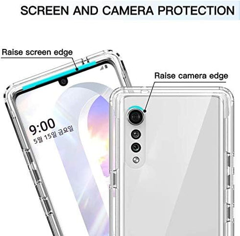 VIESUP Crystal Cellular Phone Case for LG Velvet 5G/G9 - Transparent Shockproof Silicone Soft Case with Camera