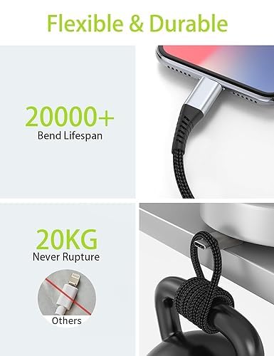 Short USB C to Lightning Cable 6 Inch, 3 Pack 0.5 Foot Fast Charging Braided Cord for iPhone 14 13 12 11 Pro Max