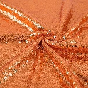 Orange Sequin Backdrop Curtains, 4 Panels 2FTx8FT Glitter Orange Photo Backdrop for Party, Wedding, Baby Shower,