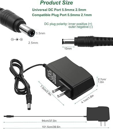 6V 1A Power Supply - 100-240V Adapter for Monitor, LED Light Strings, Wireless Router, Speaker