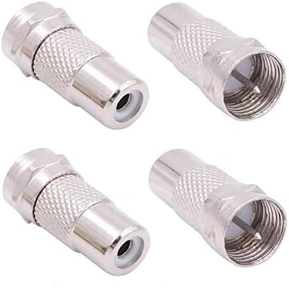 Accessonico F Type Male Plug to RCA Female Jack - RF Video TV Cable Adapter (4 Pack)