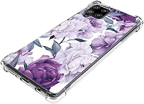 Slim Flexible TPU Case for Samsung Galaxy A42 5G, Shock Absorption Rubber Cover for Girls Women, Purple Flower