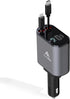 AutoSky 4 in 1 Retractable Car Charger - 100W USB C & iPhone Cable, Fast Charger with USB-C, USB-A Ports for iPhone,