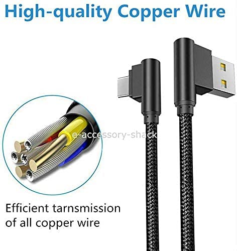 3 Pack 10FT 90 Degree Right Angle Braided USB-C to USB-A Fast Charging Cable for Samsung Galaxy S23 S22 S21 S20 Ultra