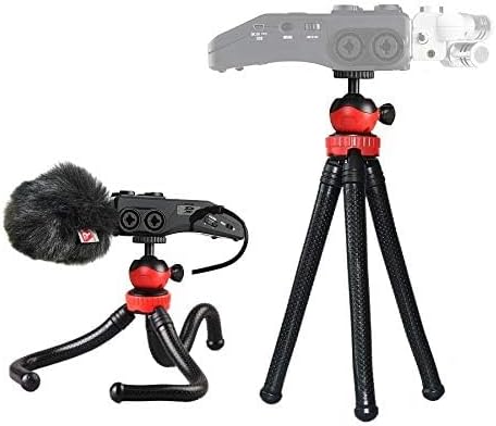 AceTaken 12'' H6 H5 H4n H2n H1n Flexible Tripod Stand for Zoom Recorder - Black+red