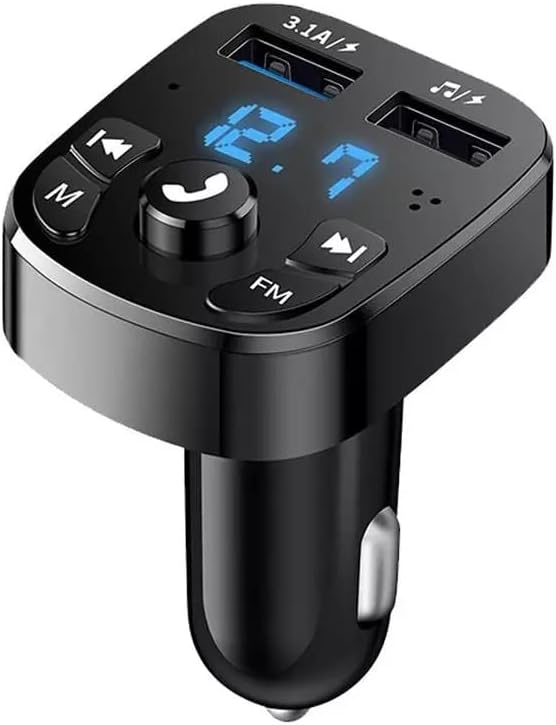 FM Bluetooth Transmitter for Car - Wireless Bluetooth Audio Adapter, Handsfree Calling, Dual USB Ports Quick Charger
