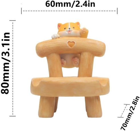 JLEivvi Cute Dog Wooden Phone Stand Mini Desktop Holder for All Mobile Phones, Adorable Home Office Decor Accessories